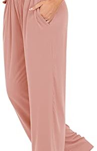 UEU Women's Casual Loose Wide Leg Cozy Pants Yoga Sweatpants Comfy High Waisted Sports Athletic Lounge Pants with Pockets (Dusty Pink, Small)