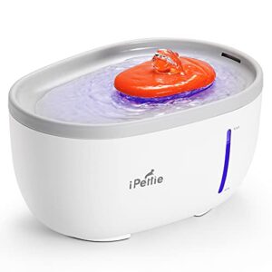ipettie avocado pet water fountain with led light, 67oz/2.0l, ultra quiet cat water fountain with filter, automatic pet water fountain for cats and small dogs, white