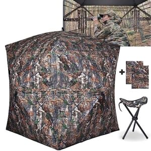 xproudeer hunting blind see through ground blinds with 270 degree,2-3 person pop up portable hunting blinds with chair,camouflage hunting tent for deer & turkey hunting