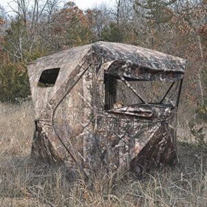 XProudeer Hunting Blind See Through Ground Blinds with 270 Degree,2-3 Person Pop Up Portable Hunting Blinds with Chair,Camouflage Hunting Tent for Deer & Turkey Hunting