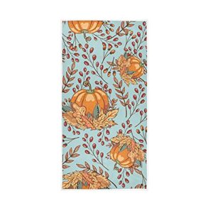 autumn pumpkin leaves soft hand towels for bathroom 30x15,decorative fall seasonal vegetables kitchen dish fingertip towels washcloth for guest gift home family