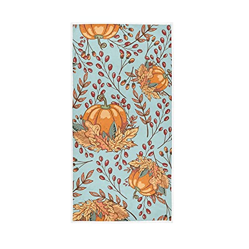 Autumn Pumpkin Leaves Soft Hand Towels for Bathroom 30X15,Decorative Fall Seasonal Vegetables Kitchen Dish Fingertip Towels Washcloth for Guest Gift Home Family