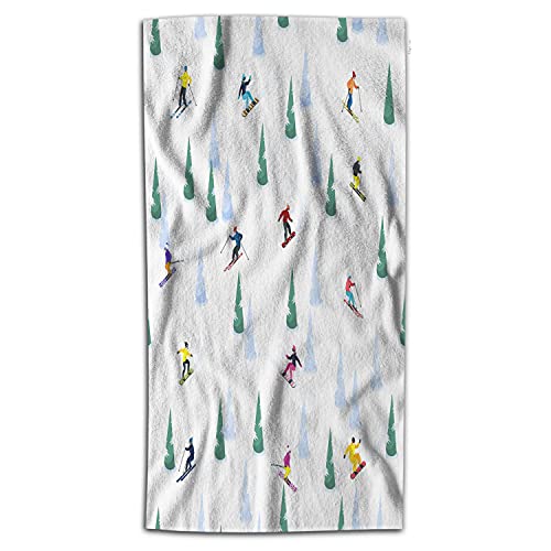 WONDERTIFY Figures Skiers Hand Towel Winter Sports Small Ski Ice Trees Hand Towels for Bathroom, Hand & Face Washcloths Blank Snow 15X30 Inches