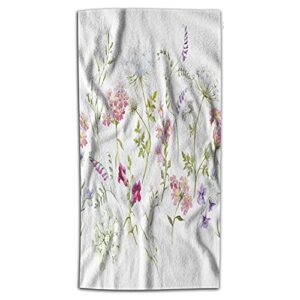 wondertify floral hand towel watercolor delicate flower wildflowers pink tansy pansies white flowers hand towels for bathroom, hand & face washcloths 15x30 inches