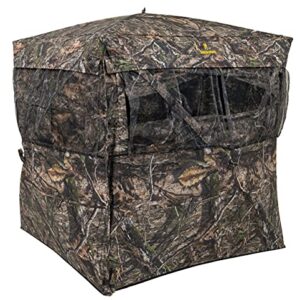 Browning Eclipse Tent Hunting Blind Featuring 360 Degree Windows with Silent Open, Durable Fiberglass Poles, Gear Pockets, and Brush Loops for Extra Concealment, Mossy Oak Country DNA