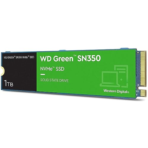 Western Digital 1TB WD Green SN350 NVMe Internal SSD Solid State Drive - Gen3 PCIe, QLC, M.2 2280, Up to 3,200 MB/s - WDS100T3G0C