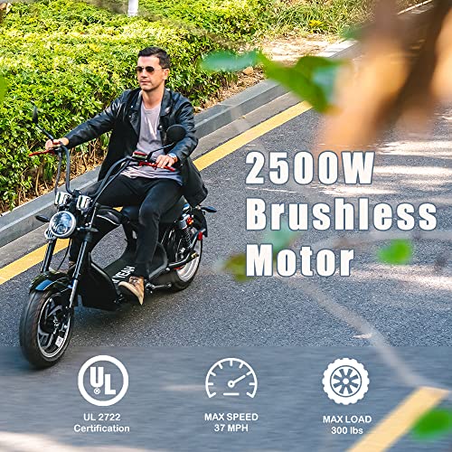 TOXOZERS 2500W Fat Tire Electric Scooter for Adults, Citycoco Chopper Electric Scooter with Seat, 37 mph, Turning Signals, Mirrors