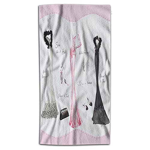 WONDERTIFY Haute Dresses Hand Towel Elegant Shoes Bags Hand Towels for Bathroom, Hand & Face Washcloths White Black Subtle Pink 15X30 Inches