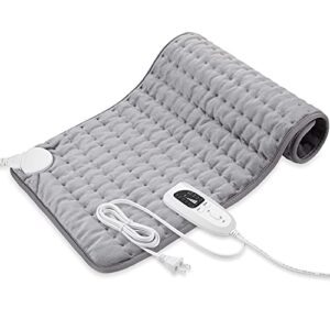 heating pad - electric heating pads - hot heated pad for back pain muscle pain relieve - dry & moist heat option - auto shut off function (light gray, 12''×24'')