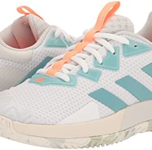 adidas Women's SoleMatch Control Tennis Shoe, White/Mint Ton/Orbit Grey, 9.5