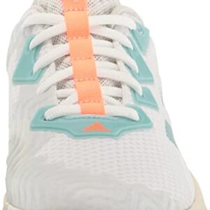 adidas Women's SoleMatch Control Tennis Shoe, White/Mint Ton/Orbit Grey, 9.5