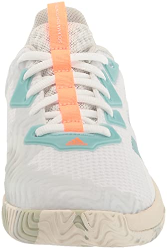 adidas Women's SoleMatch Control Tennis Shoe, White/Mint Ton/Orbit Grey, 9.5