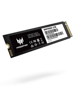 acer predator gm7000 1tb nvme gen4 gaming ssd, m.2 2280, compatible with ps5, pcie 4.0 internal pc solid state hard drive up to 7400mb/s - bl.9bwwr.105