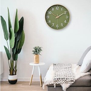 HZDHCLH Wall Clocks Battery Operated,12 inch Silent Non Ticking Modern Wall Clock for Living Room Bedroom Kitchen Office Classroom Decor (Olive Green)