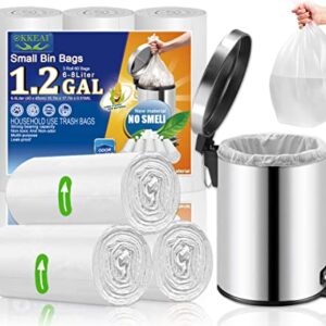 OKKEAI Small Trash Bags 1.2 Gallon 8L White Garbage Bags 5 Liter Mini Trash Bags for Bathroom Waste Basket Liners