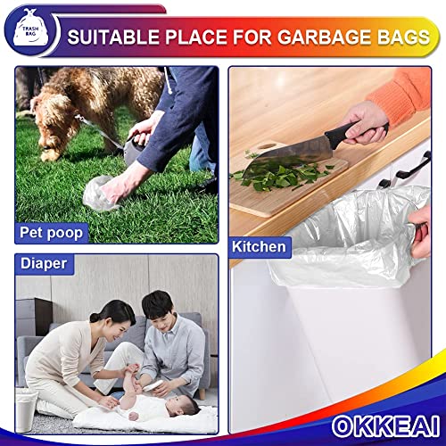 OKKEAI Small Trash Bags 1.2 Gallon 8L White Garbage Bags 5 Liter Mini Trash Bags for Bathroom Waste Basket Liners