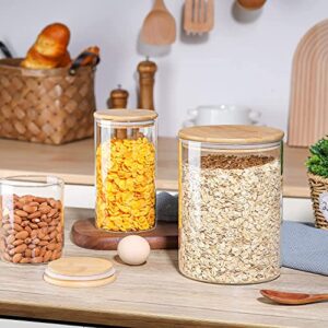 ComSaf Glass Jar with Airtight Lid (101 Oz/37 Oz), Glass Food Storage Container with Bamboo Lid, Clear Glass Food Canister Set of 2 for Dry Food Like Rice, Sugar, Flour, Pasta, Cereal, Beans, Nuts