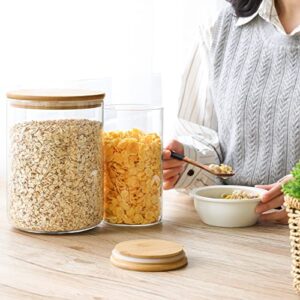 ComSaf Glass Jar with Airtight Lid (101 Oz/37 Oz), Glass Food Storage Container with Bamboo Lid, Clear Glass Food Canister Set of 2 for Dry Food Like Rice, Sugar, Flour, Pasta, Cereal, Beans, Nuts