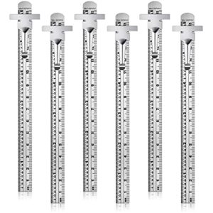 6 inch 15 cm pocket ruler flexible precision stainless steel ruler with detachable clips stainless steel pocket clip scale gauge ruler metric british system (6 pieces)