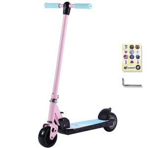 electric scooter, electric scooter for kids age of 6-14, kick-start boost and gravity sensor kids electric scooter, 5 miles range, led light-up 5" wheels ul certified e-scooter (pink)