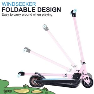 Electric Scooter, Electric Scooter for Kids Age of 6-14, Kick-Start Boost and Gravity Sensor Kids Electric Scooter, 5 Miles Range, LED Light-Up 5" Wheels UL Certified E-Scooter (Pink)