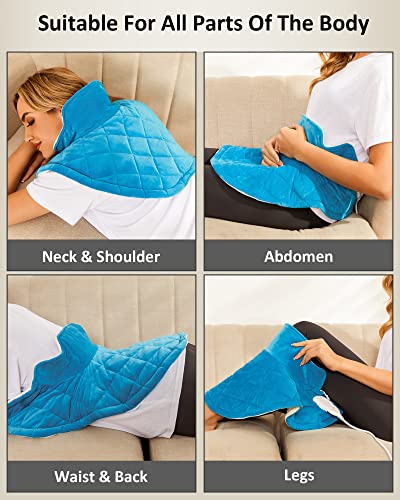 Heating Pad, Weighted Heating Pad for Neck and Shoulder Pain Relief, 2.7lb Electric Heated Neck Shoulder Wrap for Deep Pressure Heat Therapy， 8 Heat Settings， 12 Auto-Off with Countdown