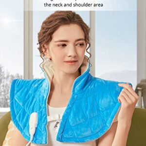 Heating Pad, Weighted Heating Pad for Neck and Shoulder Pain Relief, 2.7lb Electric Heated Neck Shoulder Wrap for Deep Pressure Heat Therapy， 8 Heat Settings， 12 Auto-Off with Countdown