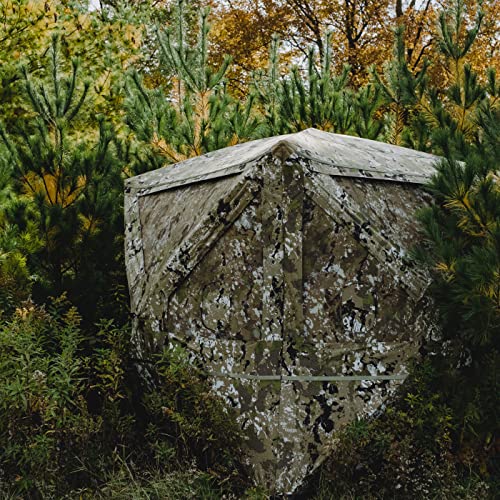 Barronett Blinds® Big Cat™ Heavy-Duty, Portable Hunting Blind, Heavy-Duty Hub Blind, 600 Denier Fabric, Low Profile Windows, 3-Person, Crater™ Thrive, 80” x 90” x 90”, BCHD350CT