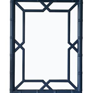 SORBARIA Bamboo-Look Solid Wood Window Pane Mirror 23" X 31" - Blue