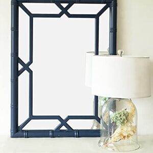 SORBARIA Bamboo-Look Solid Wood Window Pane Mirror 23" X 31" - Blue