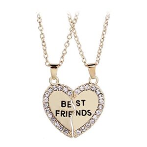 bff friendship necklace gift for 2 best friends necklaces for girls broken heart pendant necklace for women girls match best friend necklace forever heart necklaces