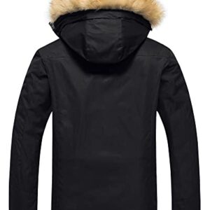Pursky Men's Ski Jackets Skiing Warm Winter Coats Detachable Fur Hooded Black XL