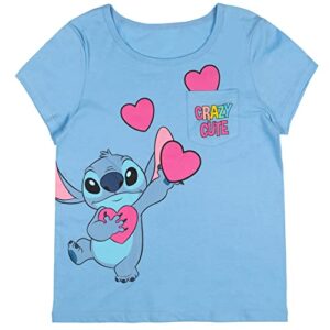disney lilo & stitch little girls t-shirt stitch blue 7-8