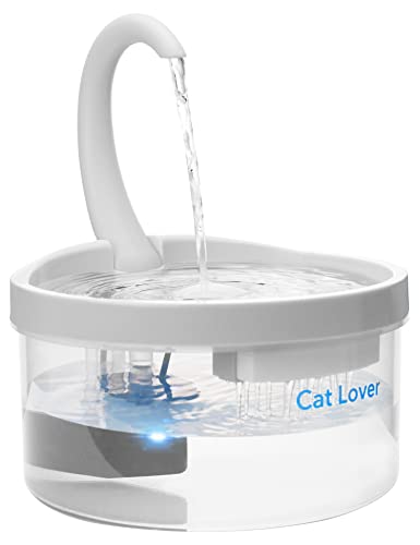 Rosfim Cat Water Fountain, 68 oz/2,0L LED Pets Dispenser Dog Water Fountain, Ultra Quiet Automatic Dog Drinking Fountain for Cat and Dog