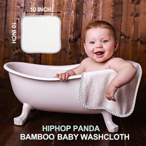 HIPHOP PANDA Bamboo Baby Washcloths, 6 Pack and Baby Hooded Towel, Grey Elephant, 30 x 30 Inch