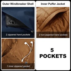 33,000ft Men's Waterproof 3-in-1 Ski Jacket, Warm Mountain Windbreaker Snow Rain Jackets Winter Coat with Puffer Jacket