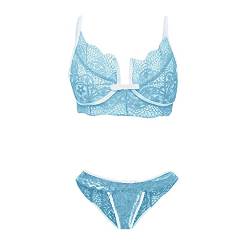 Zainafacai Lingerie for Women Mesh Lingerie Set for Women for Sex Naughty Sexy See Through Teddy Babydoll Underwear Light Blue