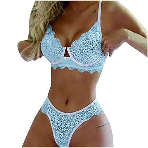 Zainafacai Lingerie for Women Mesh Lingerie Set for Women for Sex Naughty Sexy See Through Teddy Babydoll Underwear Light Blue