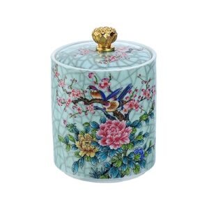 bicuzat enamel ceramic tea caddy tea canister tea storage container tins jar with airtight lid moisture-proof tank for tea, coffee, herb, sugar, spice, nuts