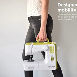 Bruxel Linda Portable Sewing Machine | Easy-To-Use Beginners Sewing Machine with 12-Stitches |Foot Pedal Included | Sewing Machine Accessories Green