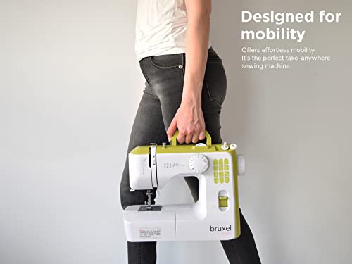 Bruxel Linda Portable Sewing Machine | Easy-To-Use Beginners Sewing Machine with 12-Stitches |Foot Pedal Included | Sewing Machine Accessories Green