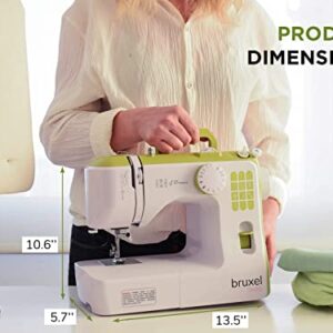 Bruxel Linda Portable Sewing Machine | Easy-To-Use Beginners Sewing Machine with 12-Stitches |Foot Pedal Included | Sewing Machine Accessories Green