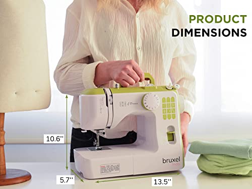 Bruxel Linda Portable Sewing Machine | Easy-To-Use Beginners Sewing Machine with 12-Stitches |Foot Pedal Included | Sewing Machine Accessories Green