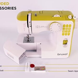 Bruxel Linda Portable Sewing Machine | Easy-To-Use Beginners Sewing Machine with 12-Stitches |Foot Pedal Included | Sewing Machine Accessories Green