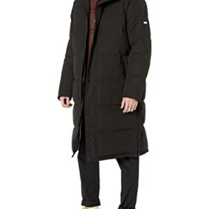 DKNY Men's Arctic Cloth Hooded Extra Long Parka Jacket, Black, Small