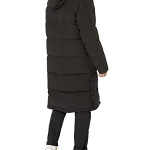 DKNY Men's Arctic Cloth Hooded Extra Long Parka Jacket, Black, Small