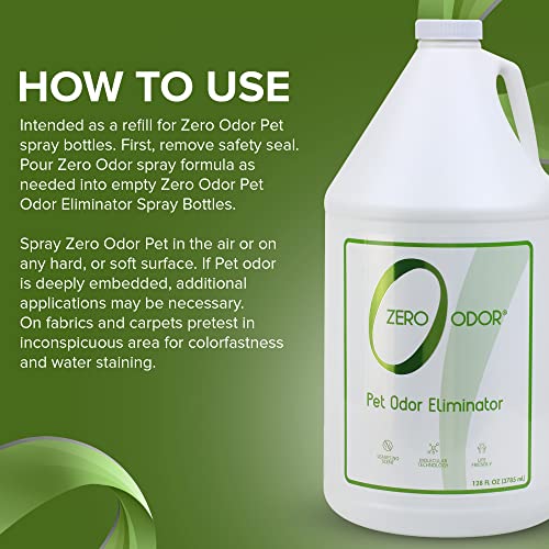 Zero Odor Pet Odor Eliminator - Air Cleaner, Purifier & Deodorizer - More Than an Air Freshener - Actually Eliminates Odors at a Molecular Level - Refill (128 Ounces)