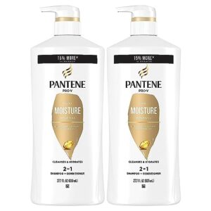 pantene 2-in-1 shampoo and conditioner twin pack with hair treatment set, daily moisture renewal for dry hair, safe for color-treated hair (set of 3)