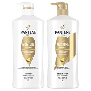 pantene shampoo, conditioner and hair treatment set, daily moisture renewal for dry hair, safe for color-treated hair