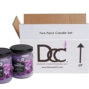 Lilac Blossom Two Pack Odor Eliminating Highly Fragranced Candle - Eliminates 95% of Pet, Smoke, Food, and Other Smells Quickly - Up to 80 Hour Burn time - 12 Ounce Premium Soy Blend